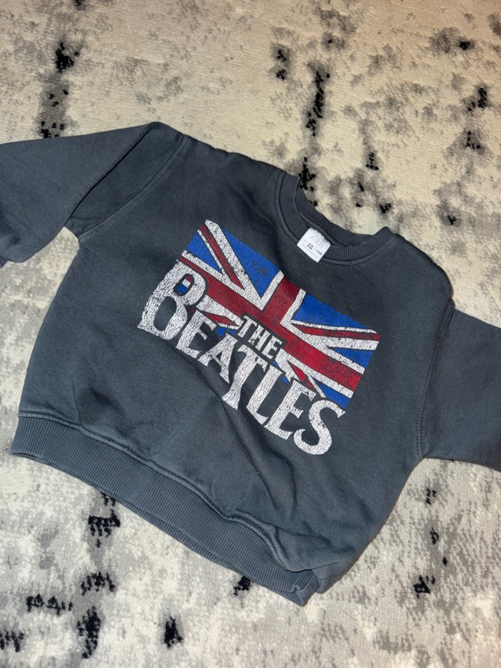 Zara Kids Dark Gray Beatles Graphic Sweatshirt with Union Jack